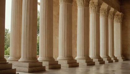 Row of ancient columns architectural detail classic building structure historical landmark
