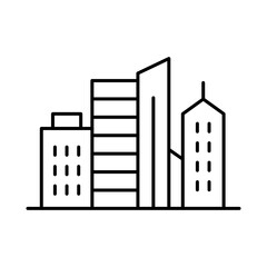 Obraz premium Buildings Line Editable Stroke Icon. Real Estate, City, Cityscape, House, Home, Apartment, Condominium, Hotel, Mall, Town, Architecture Buildings Icons Vector Illustration