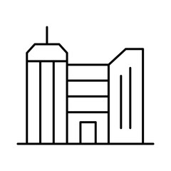 Buildings Line Editable Stroke Icon. Real Estate, City, Cityscape, House, Home, Apartment, Condominium, Hotel, Mall,  Town, Architecture Buildings Icons Vector Illustration