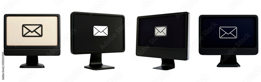 Fototapete a computer monitor displaying an email icon isolated on transparent background