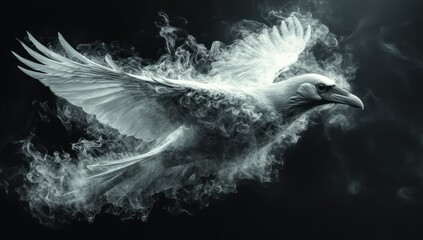 Smoky Raven in Flight.