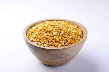 Indian food called Chana Dal or Chick peas Skinless isolated on white background