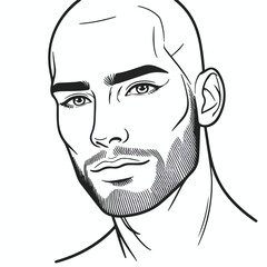 bald man line art vector image