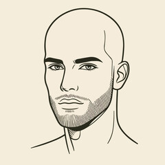 bald man line art vector image