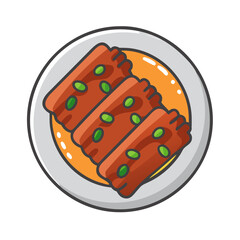 Illustration of Sweet Tempeh with Green Beans on Plate