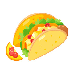 Colorful Cartoon Taco with Pineapple and Raspberry Filling