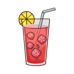 Refreshing Pink Lemonade Cartoon Illustration on Black Background