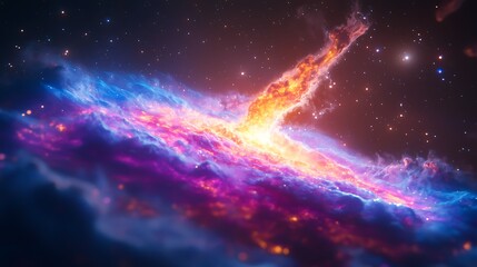 Obraz premium Cosmic Nebula Formation: Vibrant Purple Blue Orange Star Birth