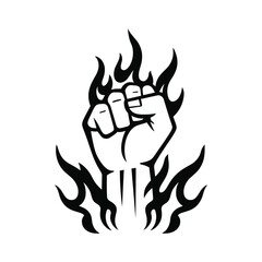 Fist with Flames Icon – Bold Symbol of Strength, Resistance, and Power