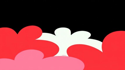 Abstract Red Pink White Shapes Minimalist Art Background Design