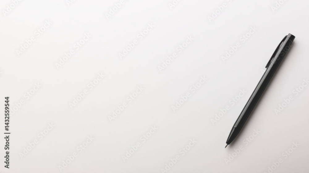 Poster Simple and clean layout features a blank white form with a black pen placed diagonally, creating an engaging visual with ample copy space for text