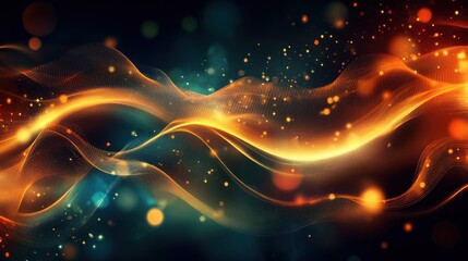 Obraz premium Ethereal flowing golden luminescence amidst a cosmic twilight serenity