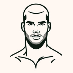 bald man line art vector image