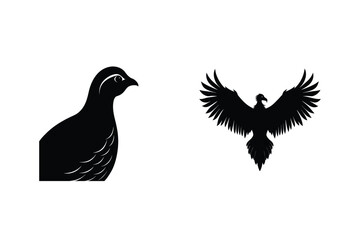 Simple Bird Silhouette Collection Quail And Eagle Vector Illustration Design