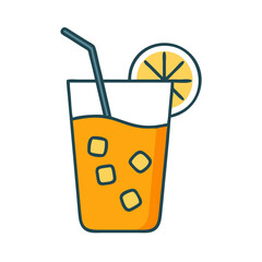 Summer drink with lemon slice illustration on black