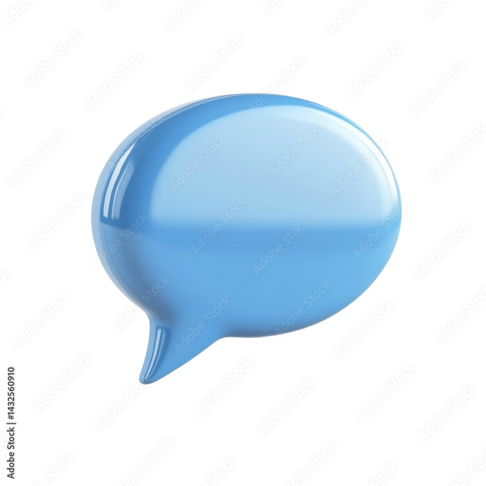 Poster glossy sky-blue communication bubble with smooth gradients isolated for versatile graphic design