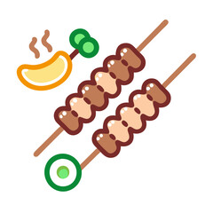 Two skewers of Japanese dango with miso soup