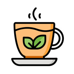 Herbal tea in cup illustration on a black background