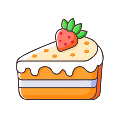 Cartoon slice of strawberry cake, delicious and sweet