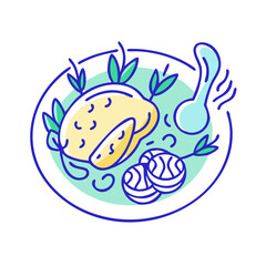 Colorful illustrated bowl of oatmeal with fruit and spoon