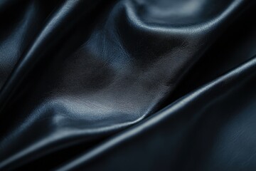 Fototapeta premium Close-up view of deep midnight blue draped fabric.