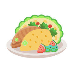 Cartoon Fish Tacos Plated Meal Fresh Plate Dish