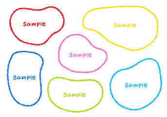 手描きのクレヨン素材　ラフな形のフレームセット