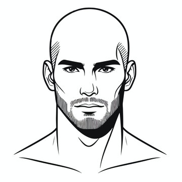 bald man line art vector image