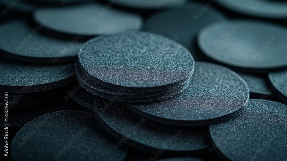 Poster carefully arranged black rubber gaskets showcase their precise shapes and quality, emphasizing their