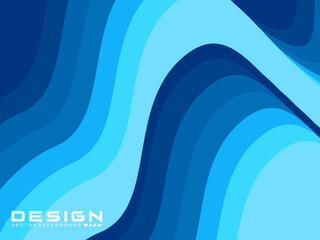 Blue wave vector abstract background flat design stock illustration. Geometric abstract background colorful gradient cyan and blue wave pattern background. Blue Wave Background.