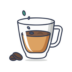 Coffee in glass with beans graphic vector image