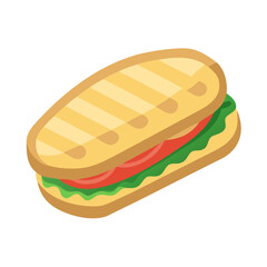 Grilled Panini Sandwich with Tomato and Lettuce Vector