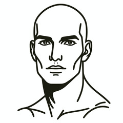 bald man line art vector image