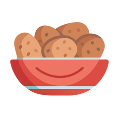 Bowl of Potatoes Still Life Food Vector Illustration