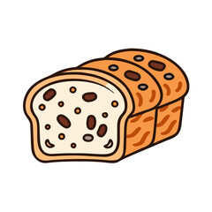 Loaf of sweet raisin bread on black background