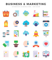 Business & Marketing Flat icons collection. 25 icon set. Vector illustration.
