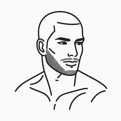 bald man line art vector image