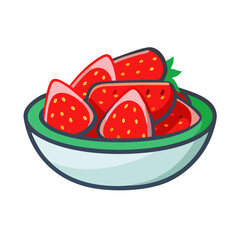 Bowl of Strawberries Cartoon Illustration for Food Blog