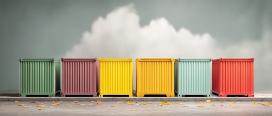 Fototapeta premium Colorful Shipping Containers Global Trade Logistics Commerce