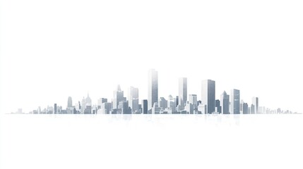 Cityscape skyline reflection, urban panorama, modern architecture, design background