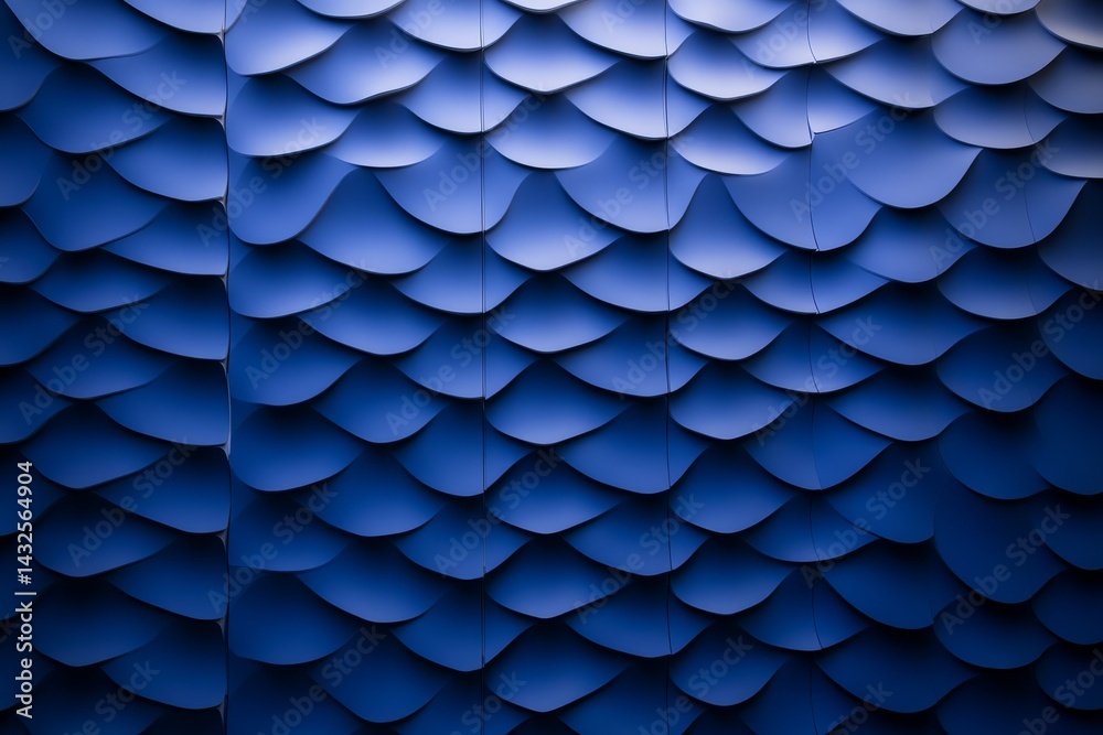 Leinwandbilder Dark azure background features geometric shapes and a wavy line pattern, creating a modern, abstract aesthetic with a hint of texture for design purposes