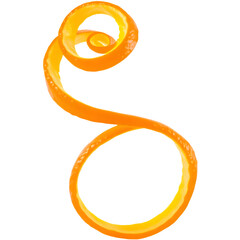 A vibrant, spiraled orange peel against a black background.  A playful and zesty image, perfect for food or drink related projects.