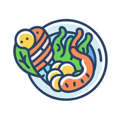 Fototapeta premium Delicious plate with fish, seaweed and fish roe