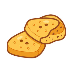 Cartoon Flatbread Illustration on Black Background, Food Concept