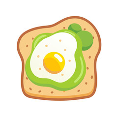 Avocado and Egg Toast Illustration on Black Background