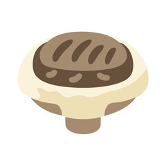 Cute Cartoon Brown Mushroom Illustration on Black Background