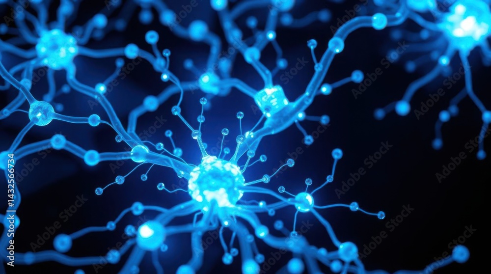 Poster Neural network visualization showcasing interconnected neurons and synapses