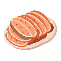 Sliced chicken breast on a plate illustration