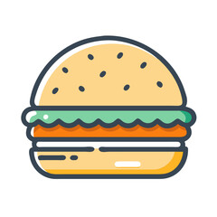 Burger icon, fast food, cartoon style illustration