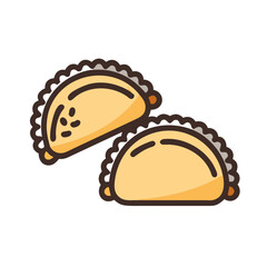Two Empanadas Vector Illustration on Isolated Black Background